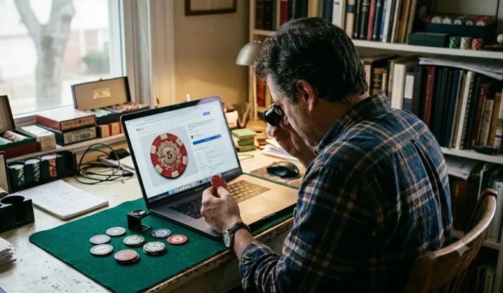 Collector examining chip